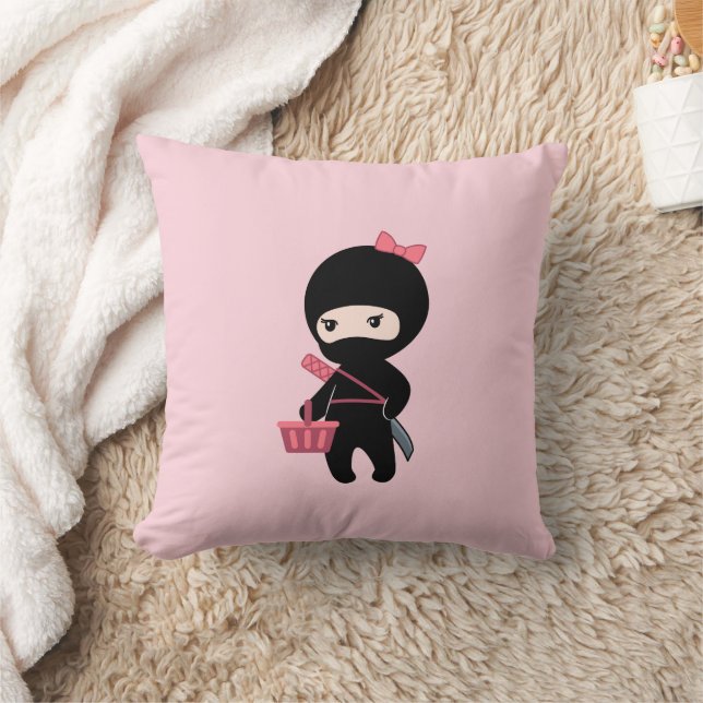 Shopping Ninja Girl On Pink Cushion (Blanket)