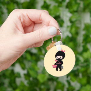Shopping Ninja Girl on Yellow Key Ring