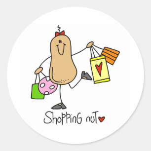 Shopping Nut Classic Round Sticker