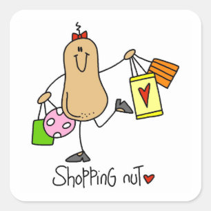 Shopping Nut T-shirts and Gifts Square Sticker