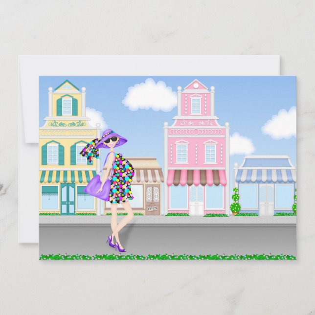 Shopping Pregnant Mum Baby Shower Invitation (Front)