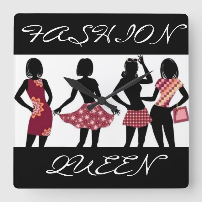 SHOPPING QUEEN COLLECTION SQUARE WALL CLOCK (Front)