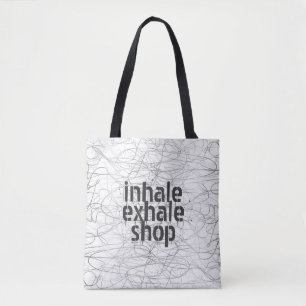shopping quote humour tote bag abstract design
