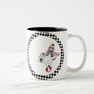 "Shopping Santa Beagle" Two-Tone Coffee Mug