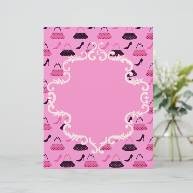 Shopping Shoes Handbag Pink Scrapbook Paper (Standing Front)