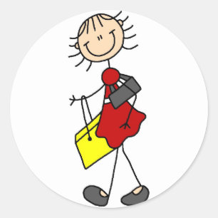 Shopping Stick Figure Lady Sticker