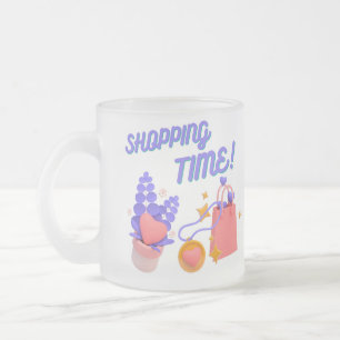 Shopping time frosted glass coffee mug