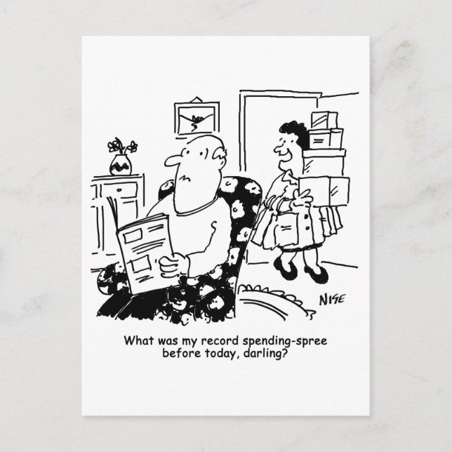 Shopping Trip. Record Spend. Overspending at Shops Postcard (Front)