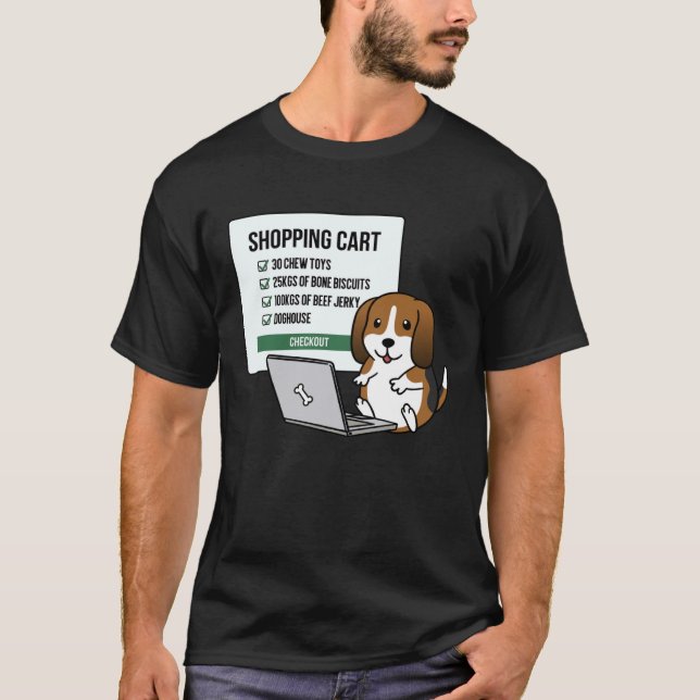 Shopping Trolley Basset Hound Dog T-Shirt (Front)