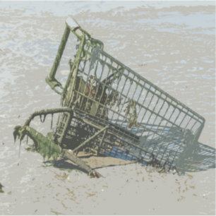 Shopping trolley in mud sticker