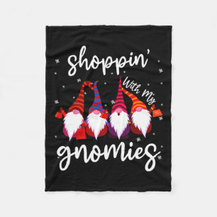 Shopping With My Gnomies Cute Xmas Gnomes Lover Ch Fleece Blanket