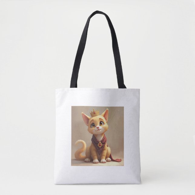“Shopping with Royalty: The Majestic Cat Tote Bag” (Front)