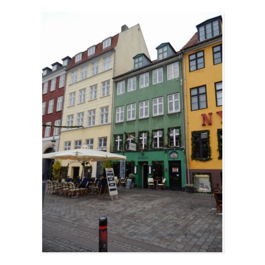 Shops & Restaurants, Nyhaven, Copenhagen Denmark Postcard