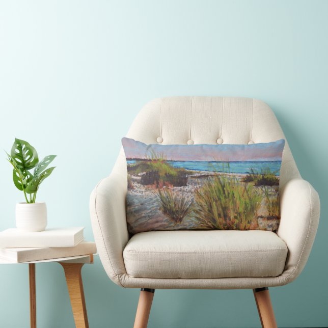 Shore Beach Pastel Art Lumbar Cushion (Chair)