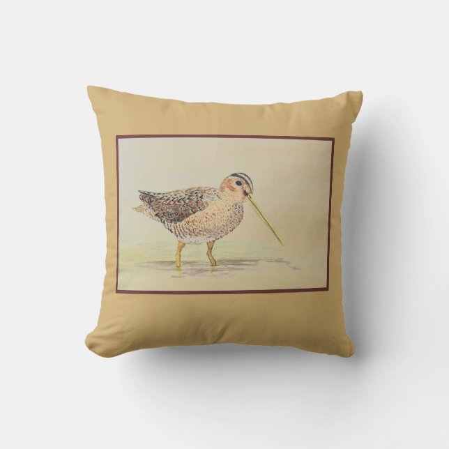 Shore Bird- Common Snipe Outdoor Cushion (Front)