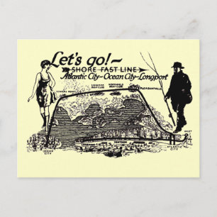 Shore Fast Line Trolleys 1910 Vintage  Postcard