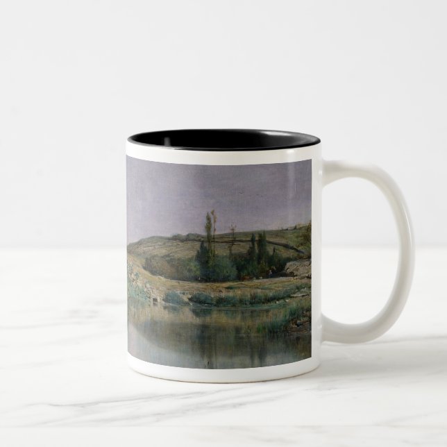 Shore of Lake Bourget Two-Tone Coffee Mug (Right)