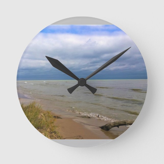 Shore of Lake Michigan, Sheyboygan, WI Round Clock (Front)