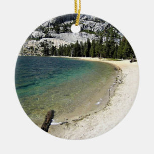 Shore of Tenaya Lake, Yosemite, CA Ceramic Tree Decoration
