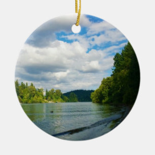 Shore of the Willamette River, OR Ceramic Tree Decoration