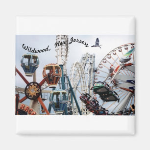 Shore Pier-Wildwood Text Square Magnet