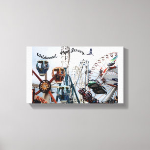 Shore Pier/Wildwood Text Wrapped Canvas