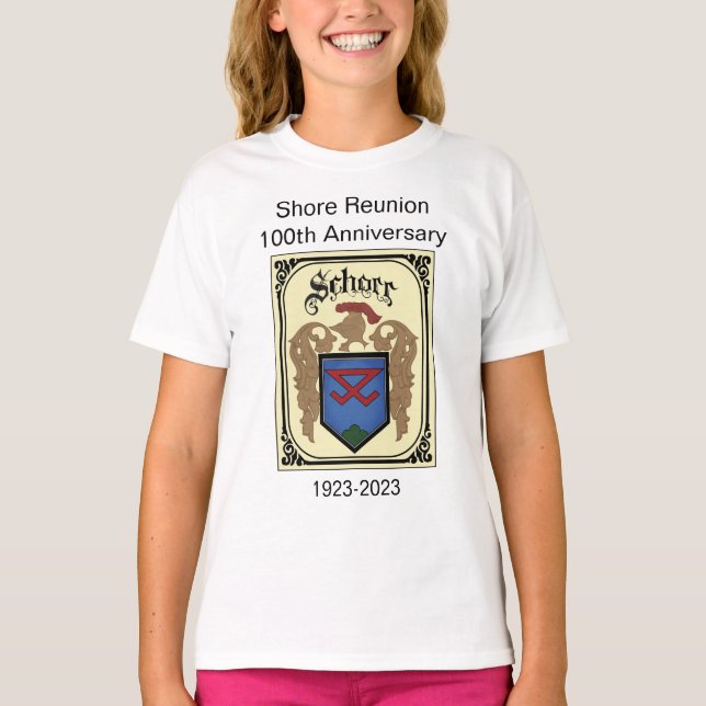 Shore Reunion 100th Anniversary crest (girls) T-Shirt (Front)
