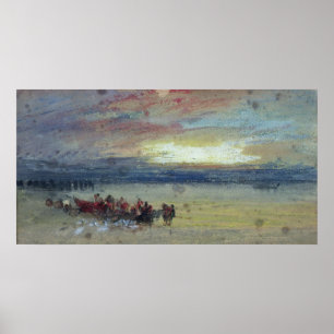 Shore Scene, Sunset Poster