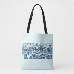 Shore Thing   Retro Blue Ocean Waves Graphic Beach Tote Bag