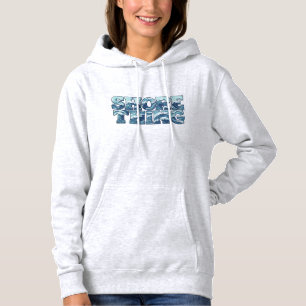 Shore Thing Retro Blue Ocean Waves Surf Graphic Hoodie