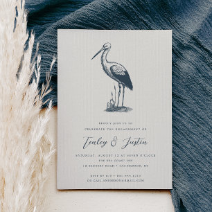 Shorebird Elegant Coastal Engagement Party Invitation