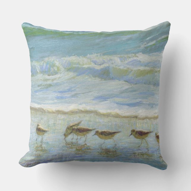Shorebirds, A Day at the Beach Cushion (Front)