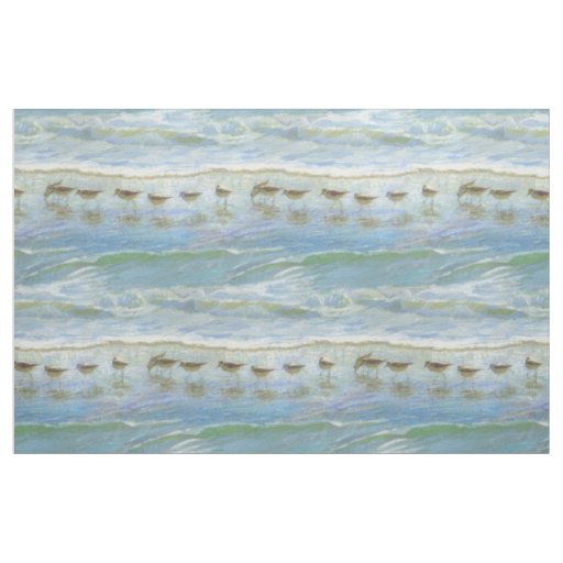 Shorebirds, A Day at the Beach Fabric | Zazzle