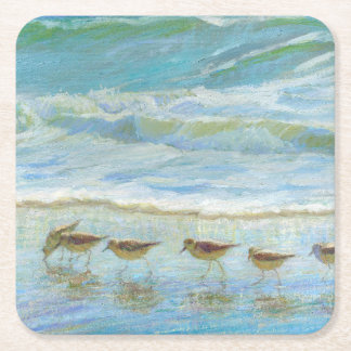 Shorebirds, A Day at the Beach Square Paper Coaster