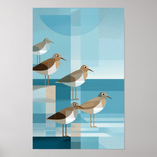 Shorebirds background with text space vertical poster (Front)