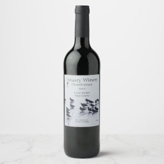 Shorebirds on a lake wine label