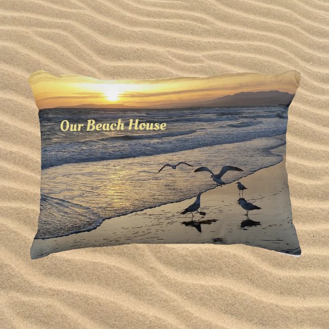 Shorebirds on the Beach at Sunset Decorative Cushion (Creator Uploaded)