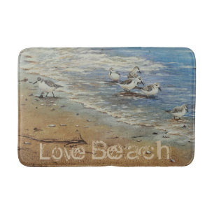 Shorebirds on The Beach / Coastal Decor Bath Mat