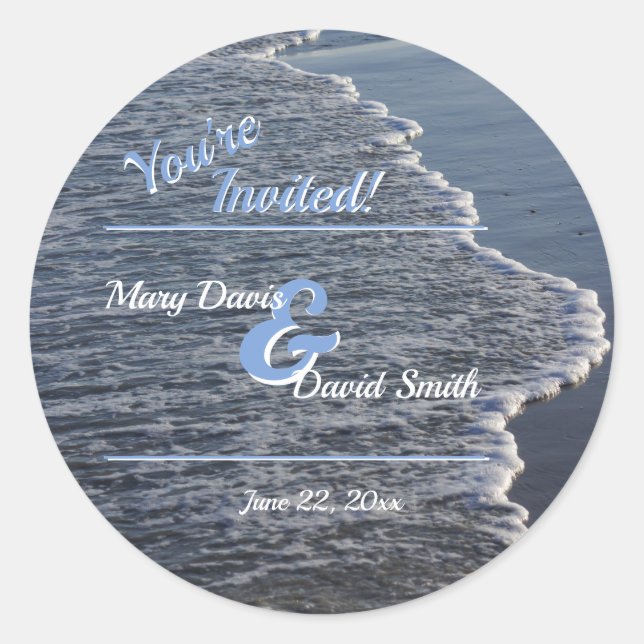 Shoreline Beauty Wedding Classic Round Sticker (Front)