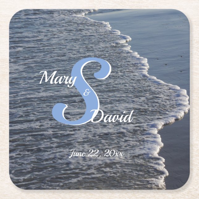 Shoreline Beauty Wedding Square Paper Coaster (Front)