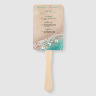 Shoreline Dreams Watercolor Beach Wedding Program  Hand Fan