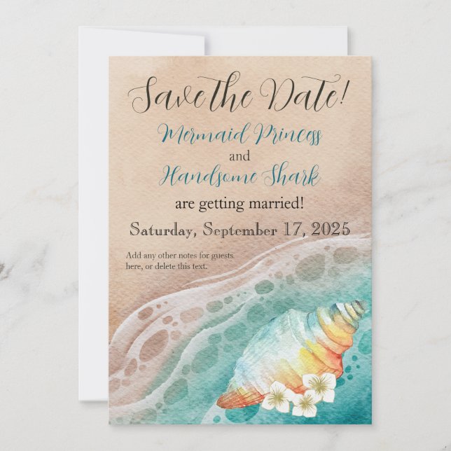 Shoreline Dreams Watercolor Beach Wedding Save The Date (Front)