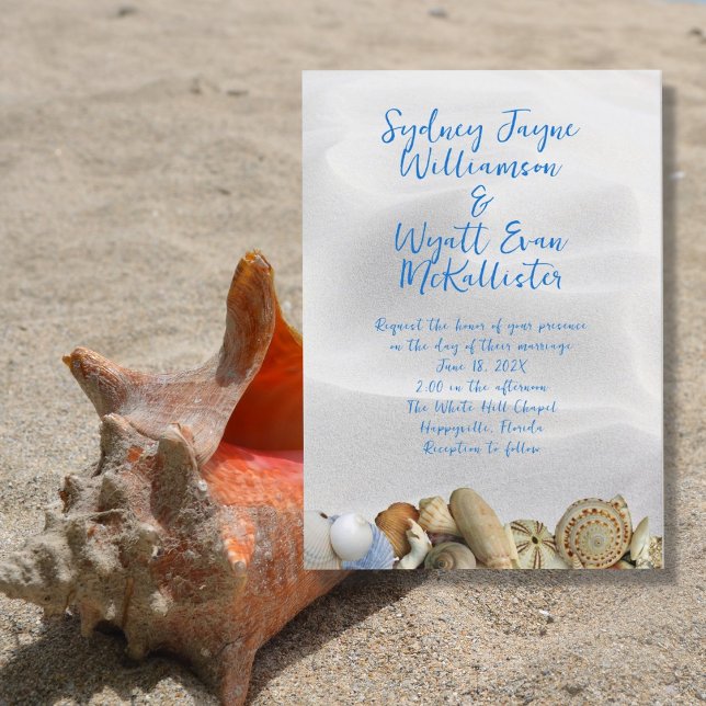 Shoreline Elegance White Sand Wedding Invitations (Creator Uploaded)
