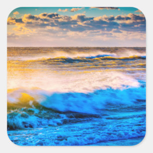 Shoreline scenic at sunrise square sticker
