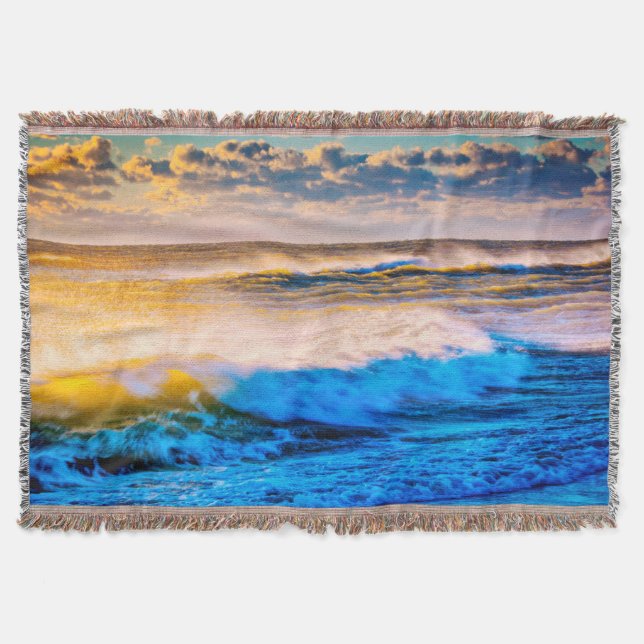 Shoreline scenic at sunrise throw blanket (Front)