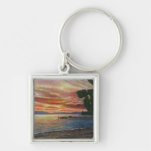 Shoreline Sunset View with Pier Key Ring