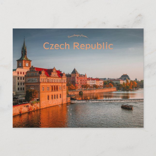 Shoreline View of Prague Czech Republic Postcard (Front)