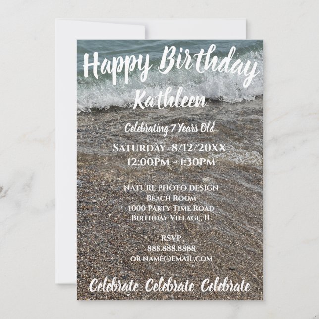SHORELINE WAVE SAND BIRTHDAY INVITATION (Front)