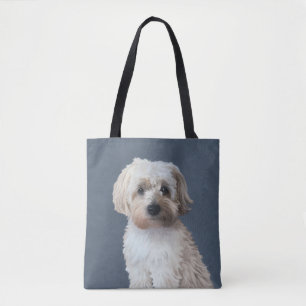 Shorkie dog pet portrait tote bag