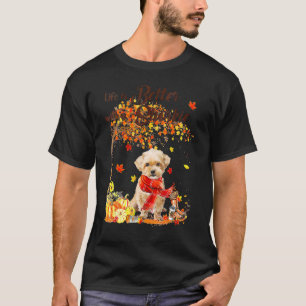 Shorkie Maple Tree Thanksgiving Day Cute Dog Fall T-Shirt